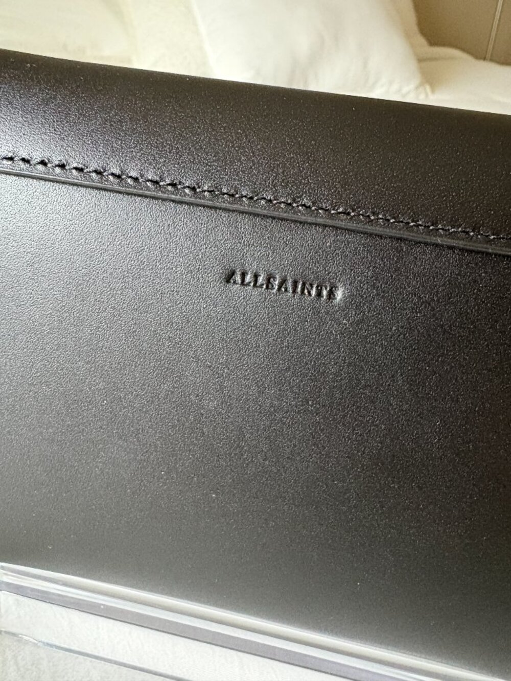 AllSaints Francine Crossbody Bag in Black Leather - Picture 3 of 7